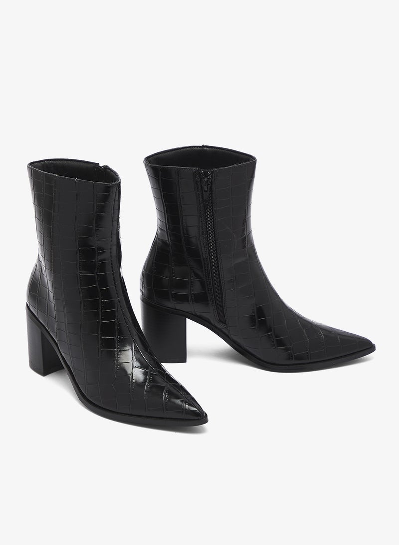 GLAMOROUS Pointed toe croc ankle boots - Image 4